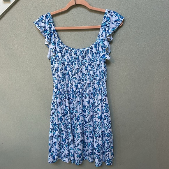Lilly Pulitzer Jilly Smocked Dress, Resort White Shell Collector, size medium - Picture 9 of 10